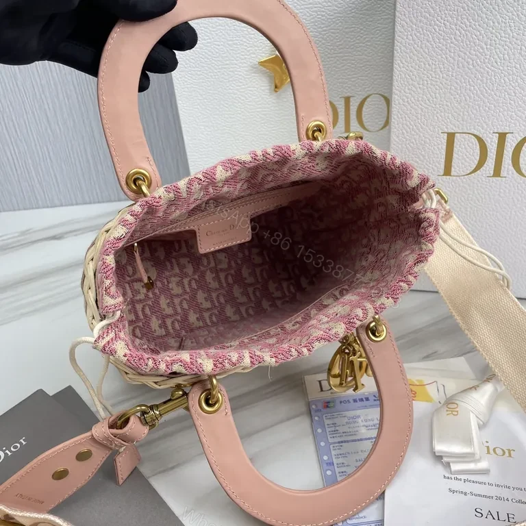 View 6 of Pastel Wicker Luxury Handbag â€“ Dior-Inspired, Leather Handles
