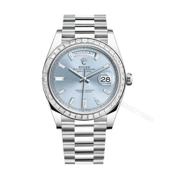 Rolex Day Date Platinum 228396TBR Ice Blue Baguette Replica — view 1