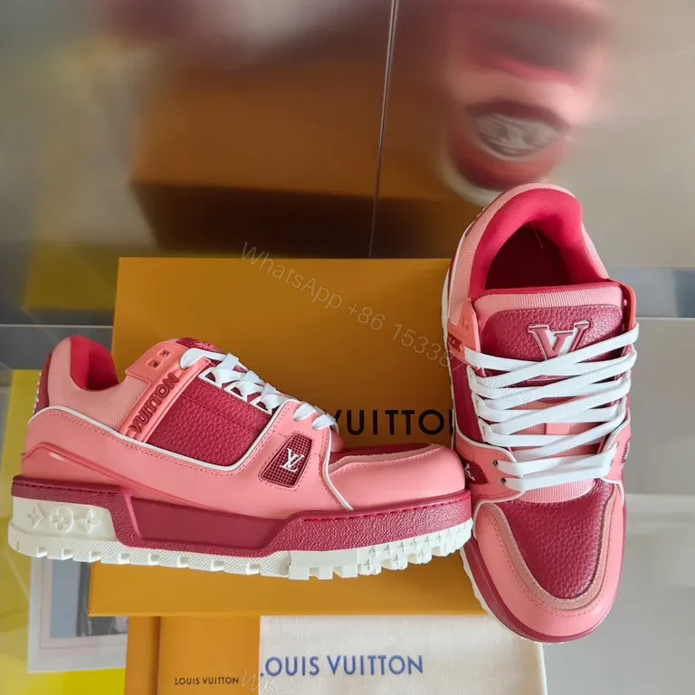 View 7 of Bold Pink LV-Inspired City Sneakers: Luxe Comfort Top Tier