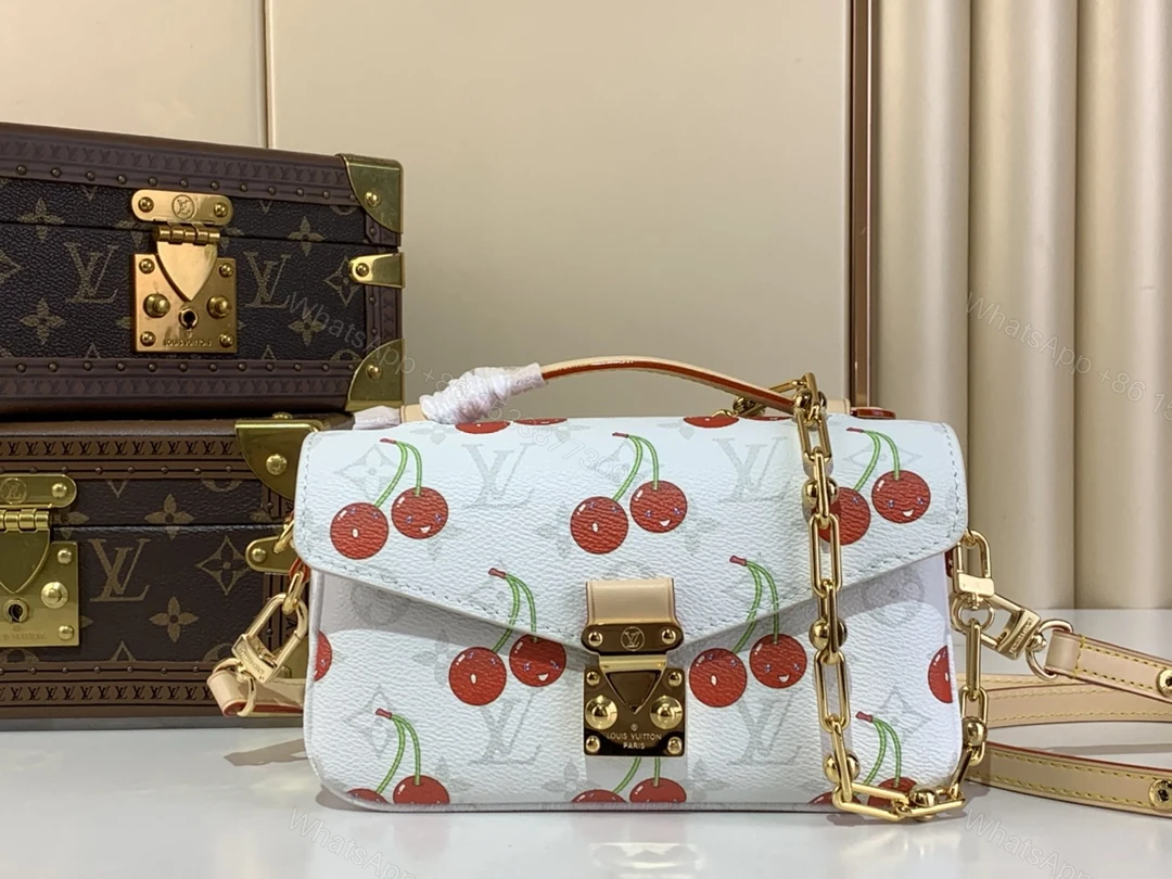 LV A貨M14231櫻桃白色小型鏈條包甜美手提款 — view 1
