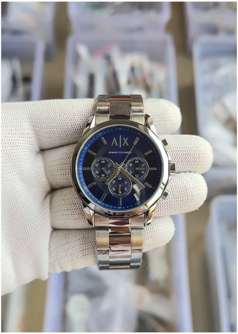 First Copy Luxury Blue Dial Stainless Steel Chronograph Watch With Premium Finish — view 1
