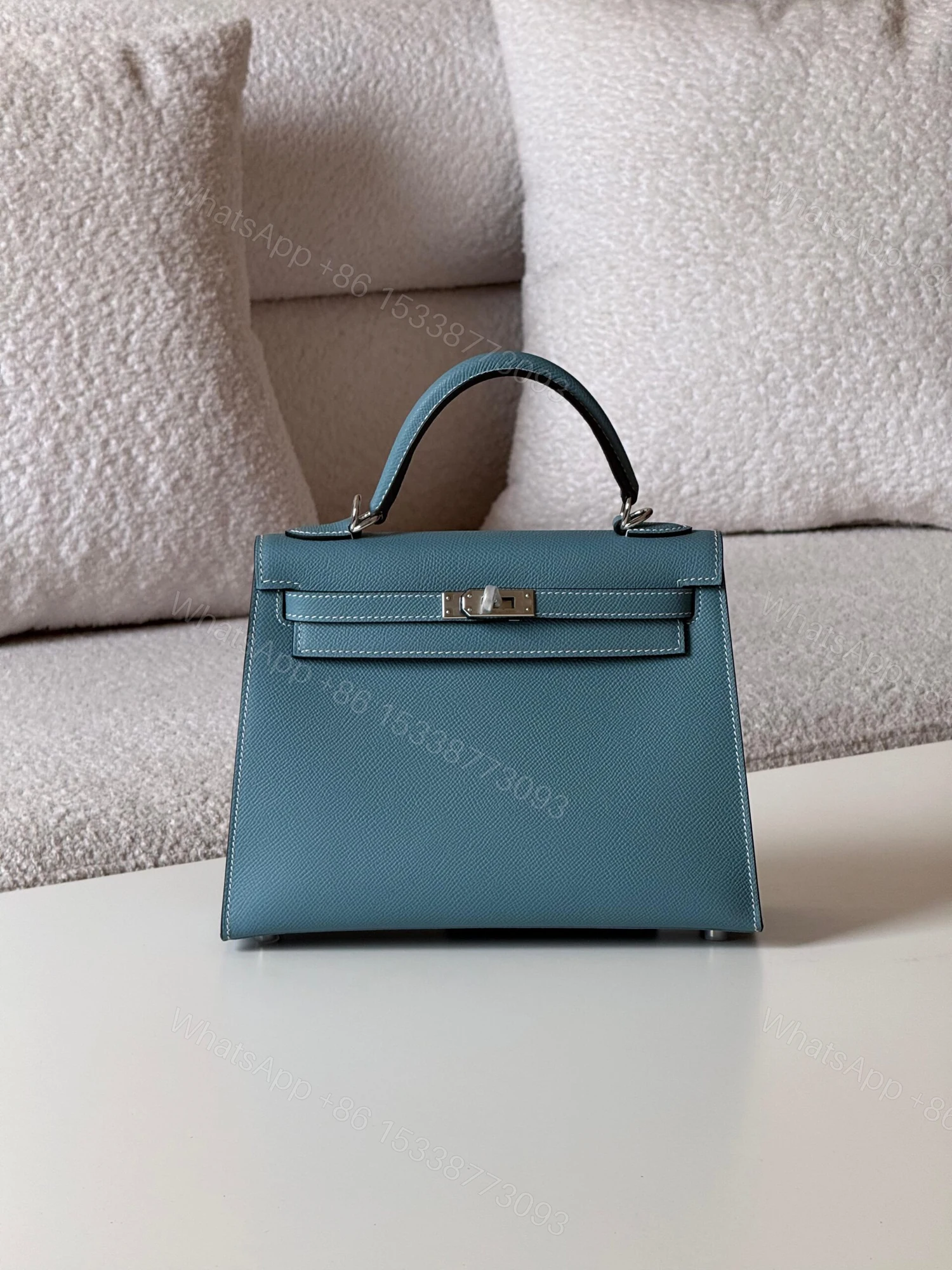 Hermes Kelly 25 Epsom New Bleu Jean SHW — view 1