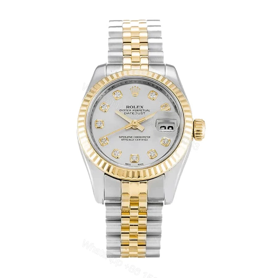 Rolex Lady-Datejust 179173 Super Clone : Two-Tone Diamond Silver Dial 26mm — view 1