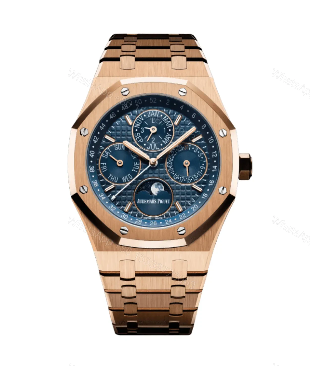 Audemars Piguet Watches Royal Oak Perpetual Calendar Rose Gold Blue — view 1