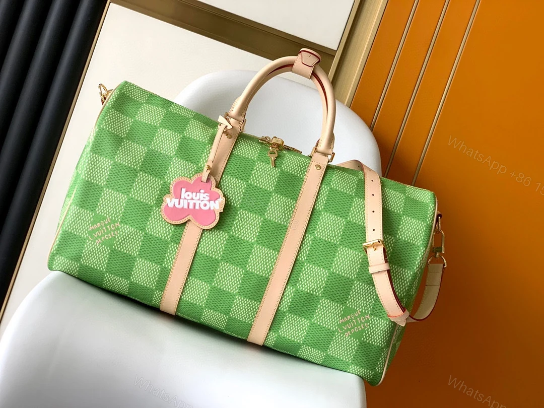 LV高仿M40667 Keepall 50綠色Damier編織風旅行袋春夏人氣款推薦 — view 1