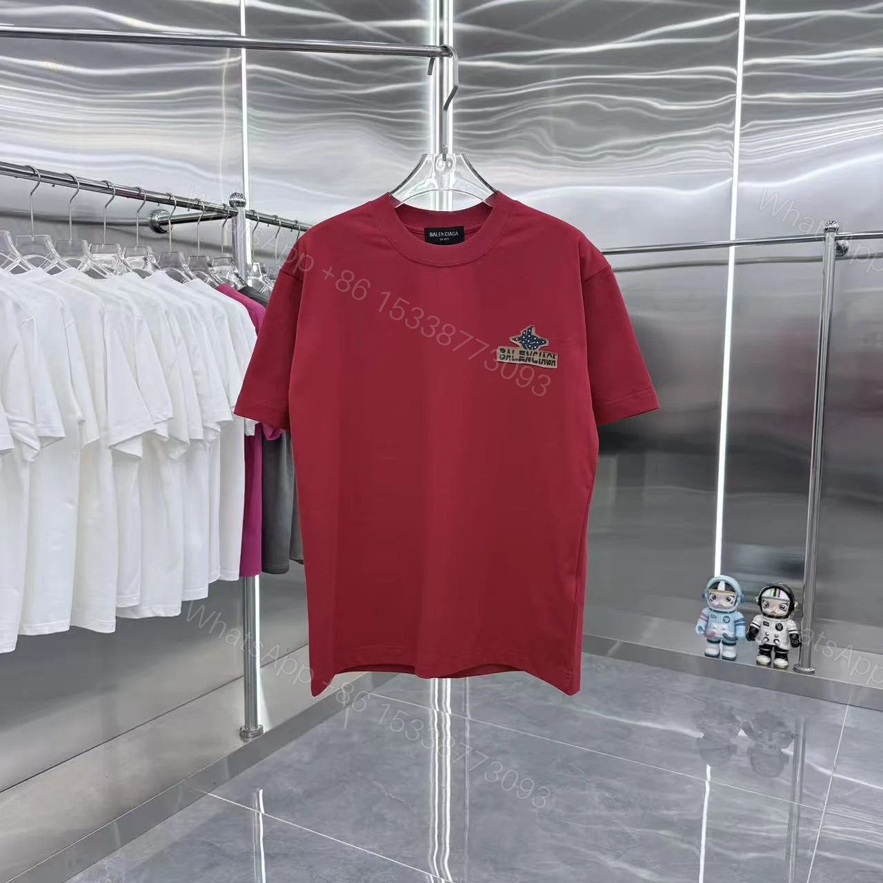 Balenciaga A貨 星星Logo短袖T恤 紅色潮流寬鬆上衣 — view 1