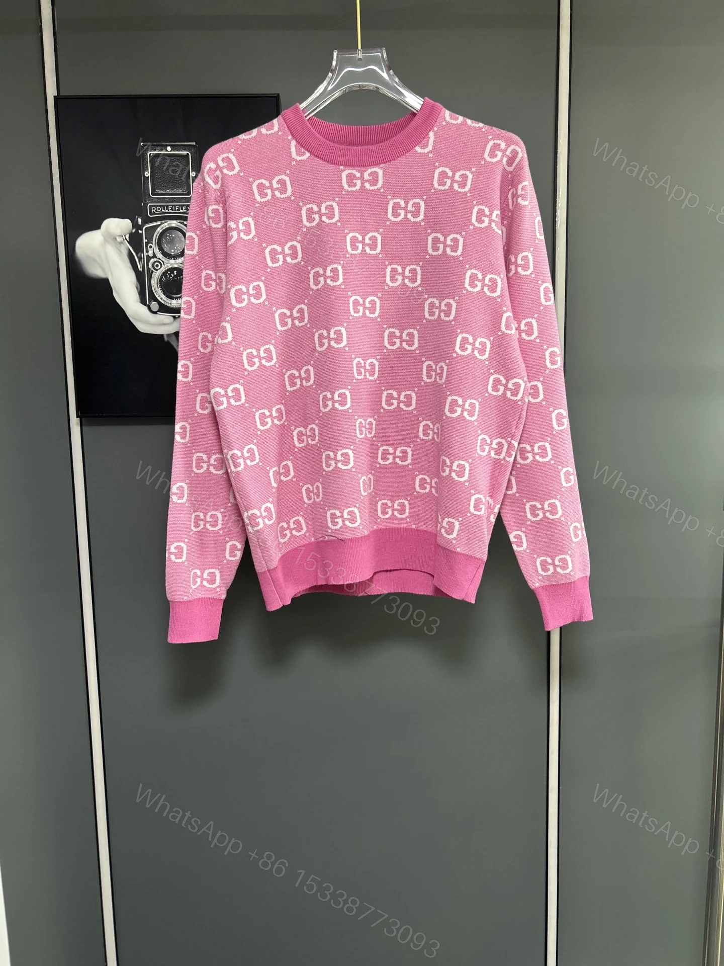Gucci A貨針織毛衣 粉色GG滿版甜美復古百搭風格 — view 1