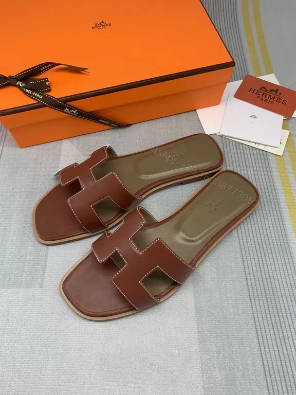 View 5 of Brown Leather H-Cut Slides â€” All-Day Comfort, Luxury Casual