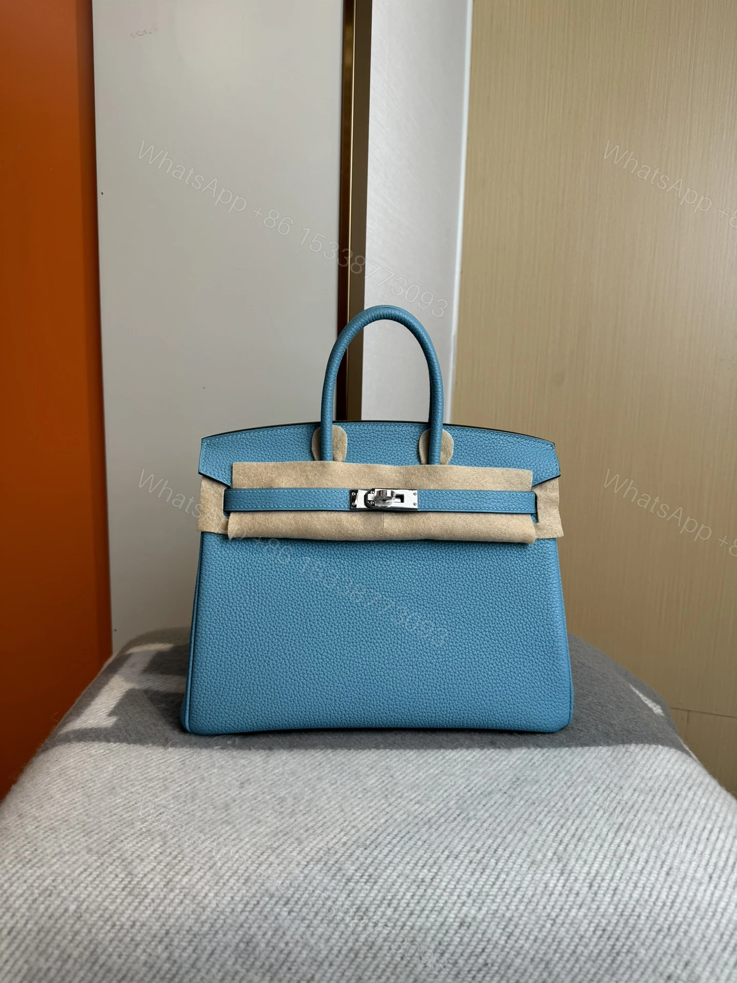 Hermes A貨 女款 Birkin 手提包 湖水藍清新百搭款商務百搭風 — view 1