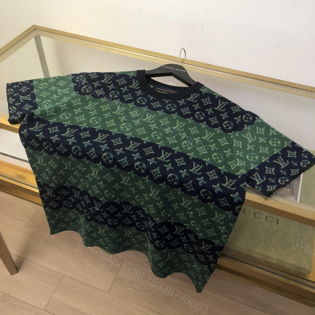 LV 高仿 男款 綠藍編織 Monogram 短袖T恤 立體質感配色 — view 1