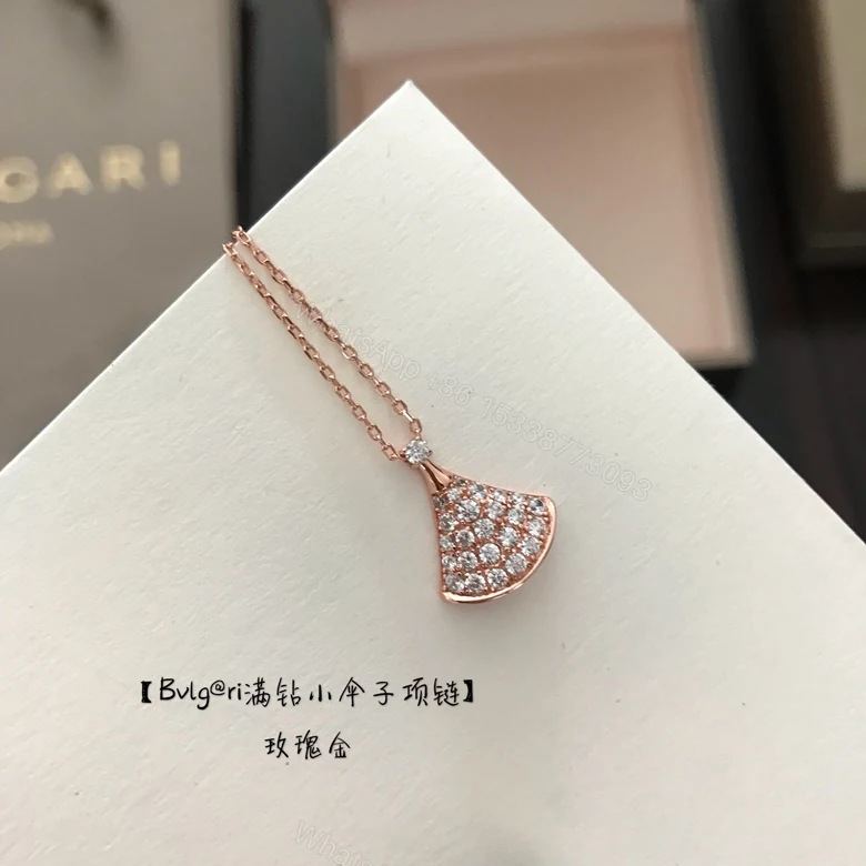 BVLGARI復刻女士項鍊滿鑽小扇形設計精緻氣質款 — view 1
