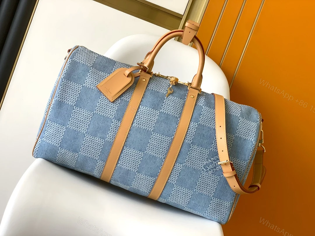 LV一比一N40739 Keepall 50牛仔藍Damier Denim旅行袋時尚推薦款 — view 1