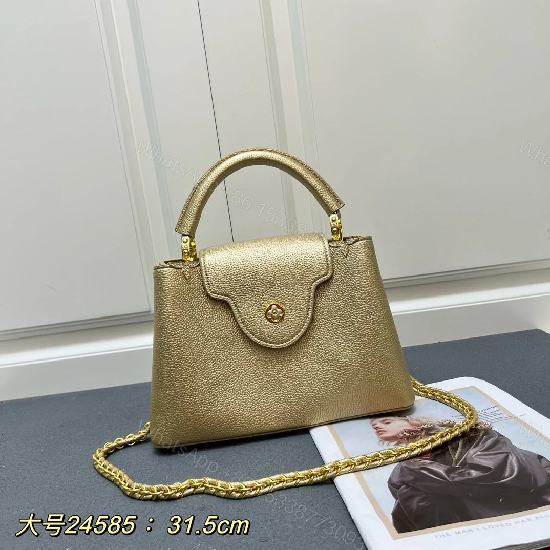 LV 高仿 24585 大號香檳金鏈條手提包 31.5cm典雅百搭女款 — view 1