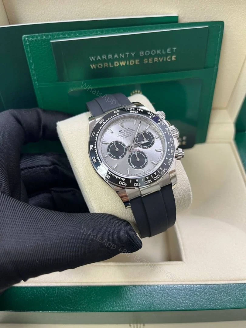 First Copy Luxury Chronograph Black Dial Rubber Strap Sports Watch With Premium Finish — view 1