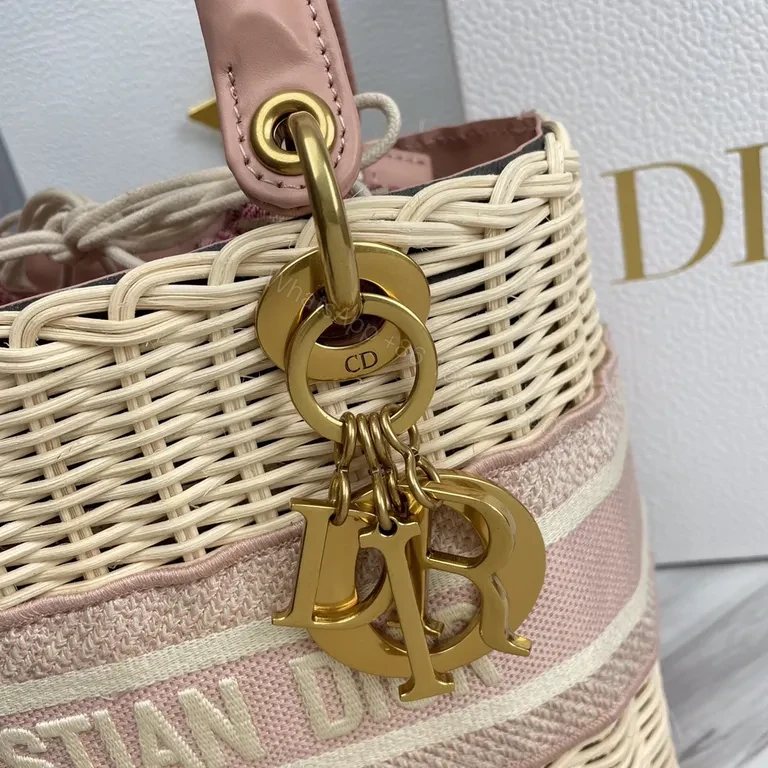 View 5 of Pastel Wicker Luxury Handbag â€“ Dior-Inspired, Leather Handles
