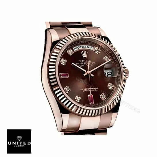View 5 of Rolex Day-Date 128235 AR Rose Gold Wrapped Chocolate Dial Replica