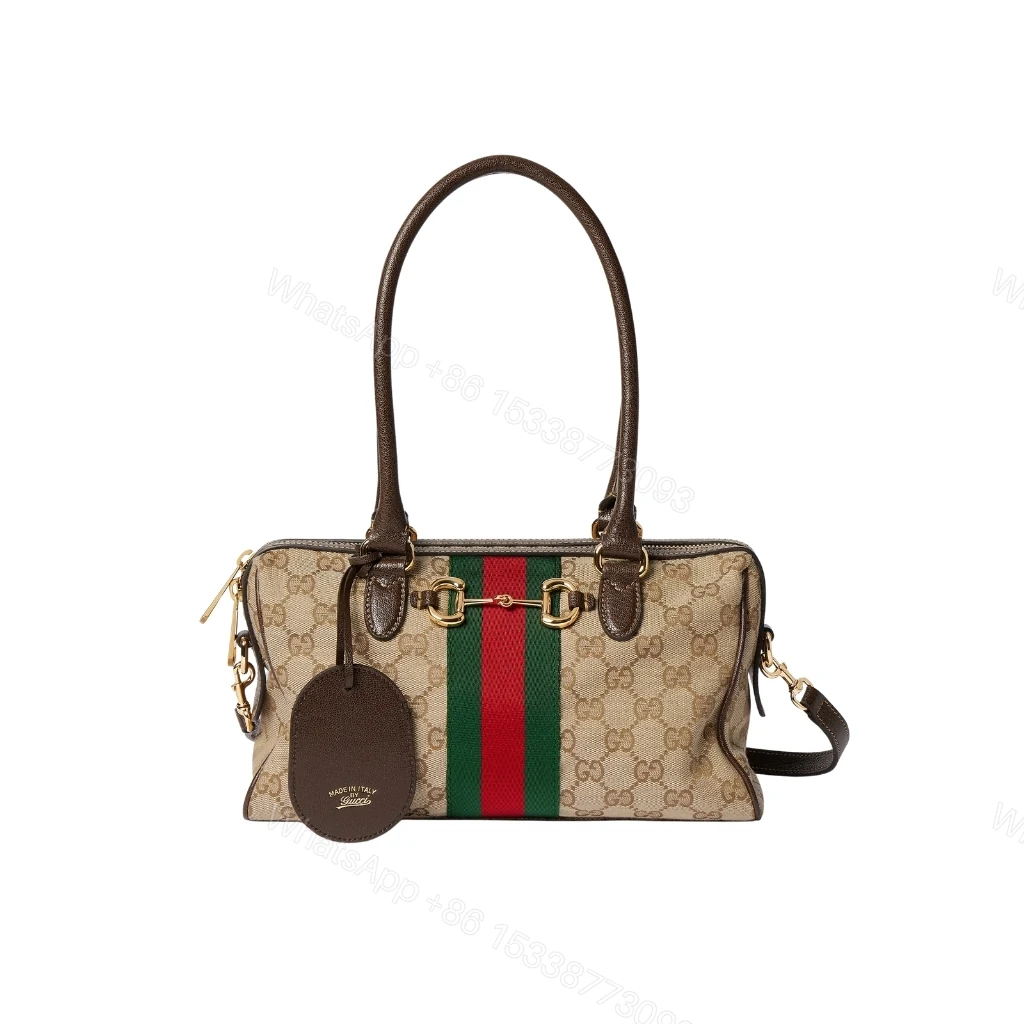 Gucci Borsetto Medium Boston Bag GG Canvas Sand And Brown 28Cm — view 1