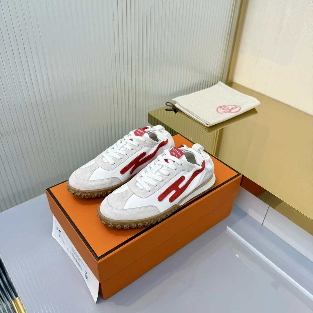 Hermès Deep Sneaker Blanc / Rouge Grenadine