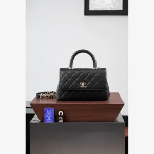 Chanel Flap Bag with Top Handle A92990 · Black Grained Calfskin — image 1