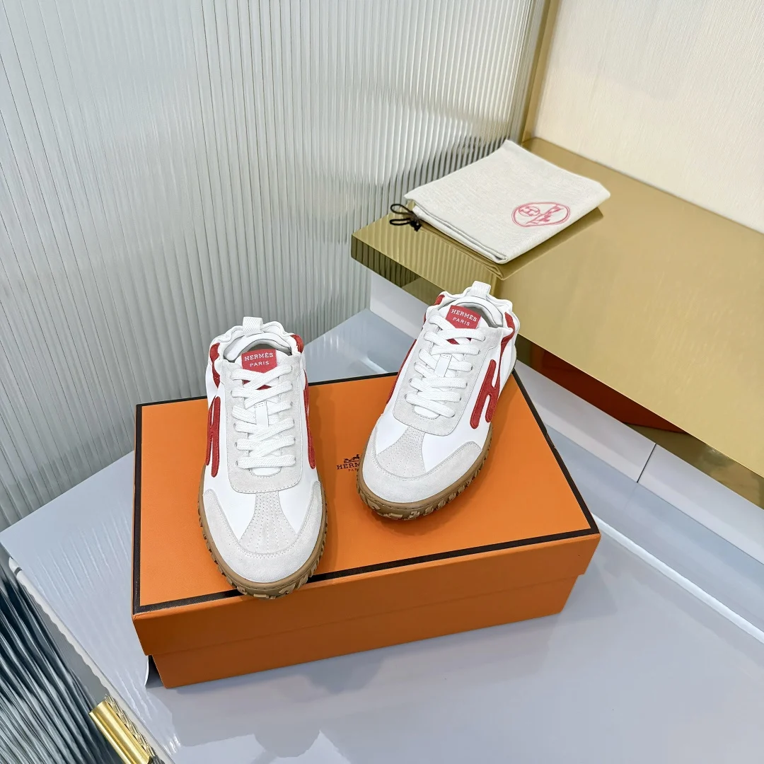 Hermès Deep Sneaker Blanc / Rouge Grenadine