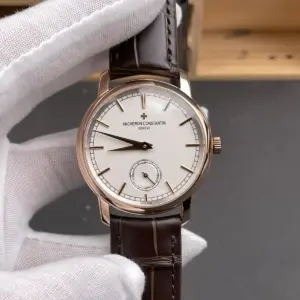 Vacheron Constantin Traditionnelle Manual-winding 82172 Watch Silver dial pink gold case brown leather · 82172/000R-9382