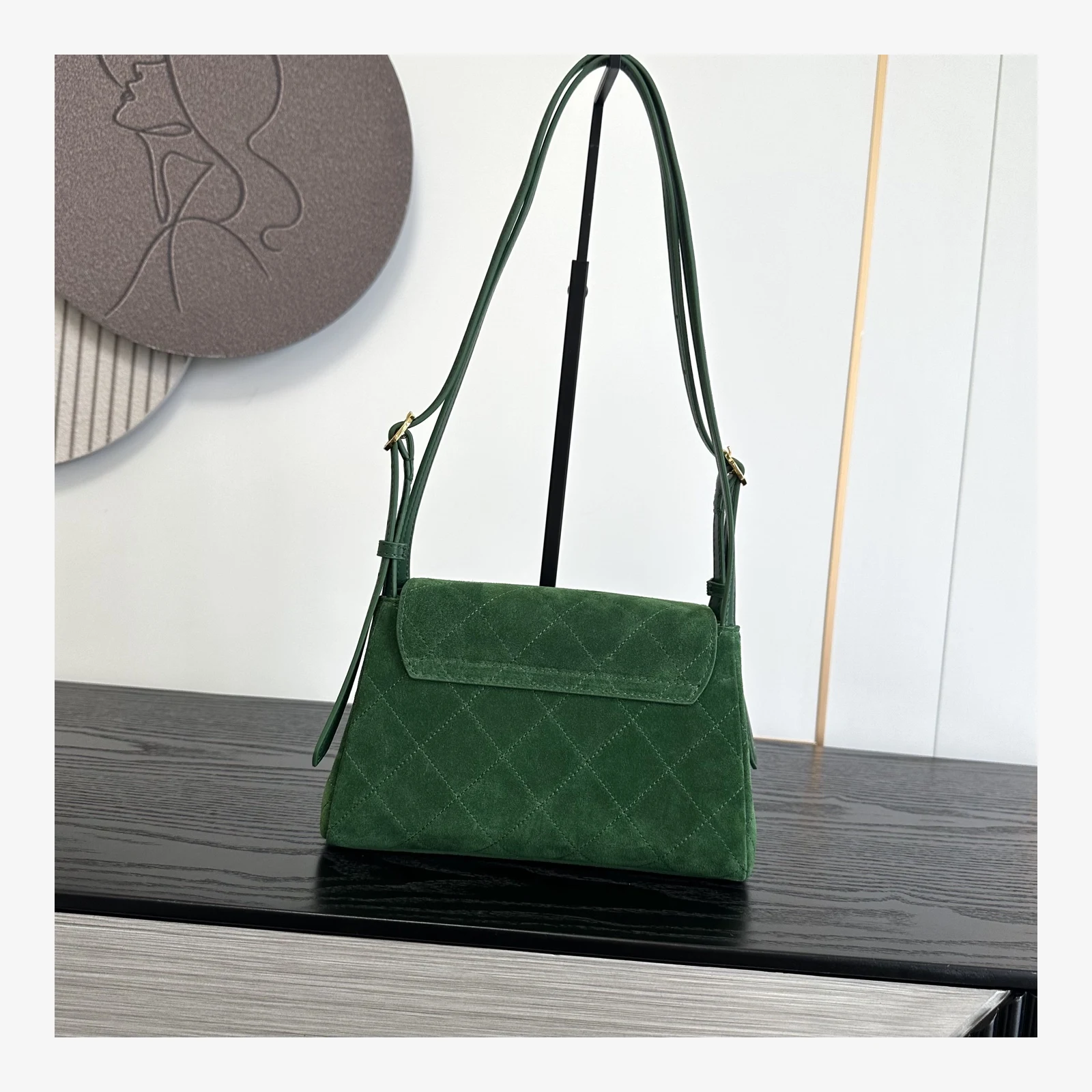 Chanel Small Flap Bag AS6489 · Dark Green Suede Calfskin Dark Green · Suede Calfskin & Calfskin · Gold-Tone Metal