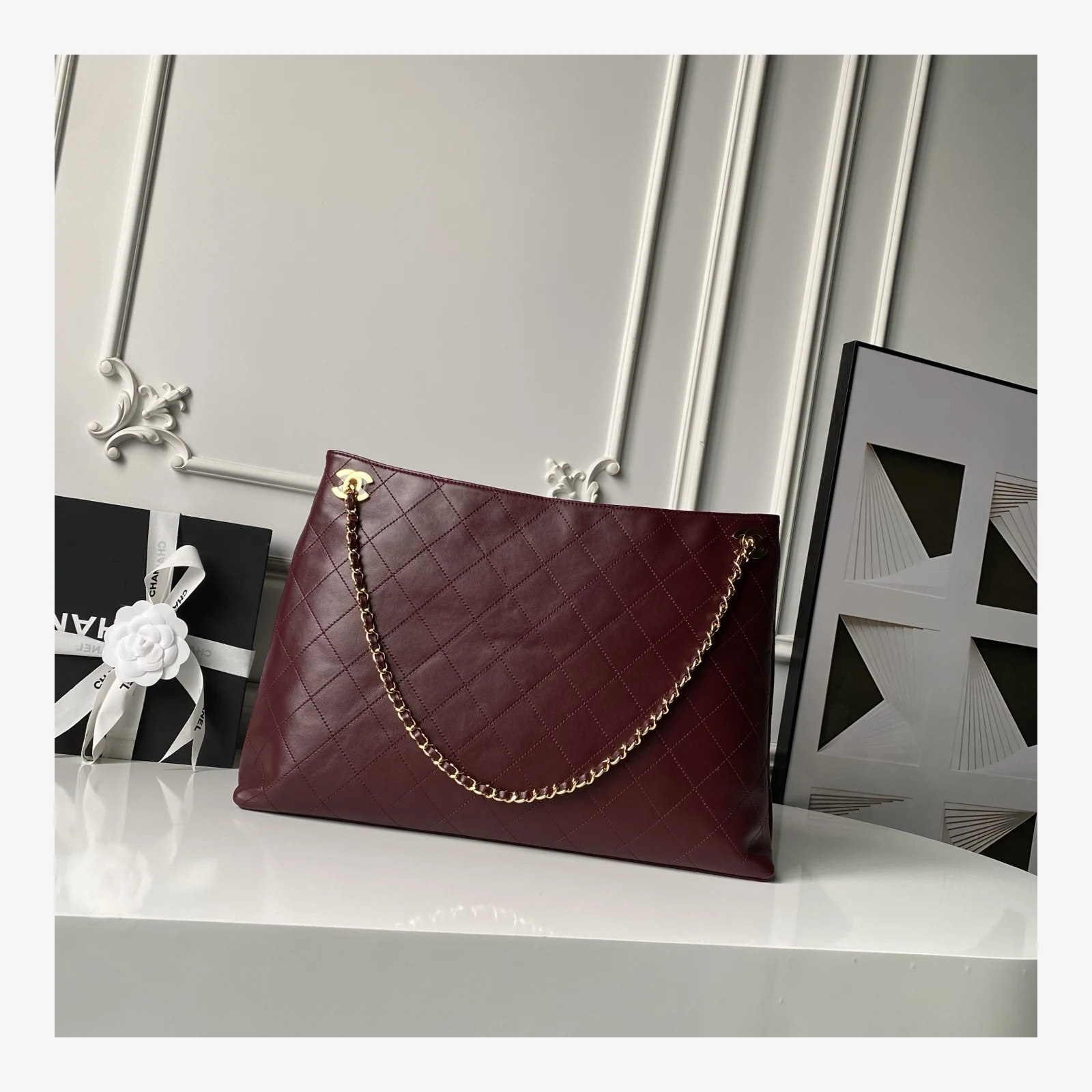 Chanel Shopping Bag AS6241 · Burgundy Lambskin Burgundy · Lambskin · Gold-Tone Metal