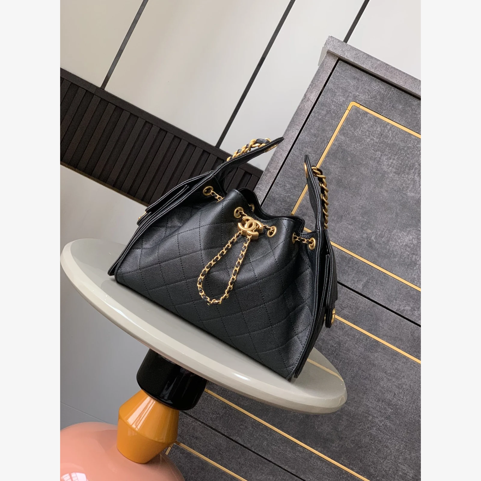 Chanel 25 Small Handbag · Black Grained Calfskin Black · Grained Calfskin · Gold-Tone Metal