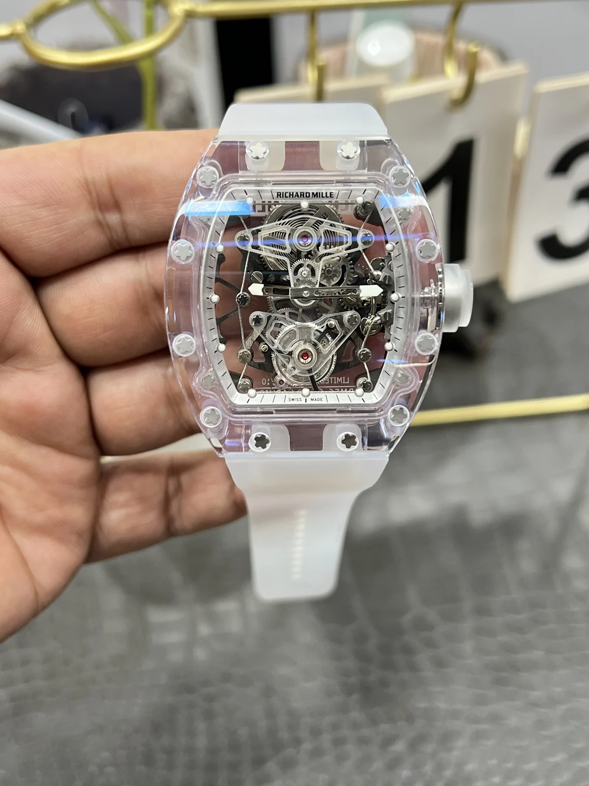 Richard Mille RM 56-02 — Clear case / White strap — image 1