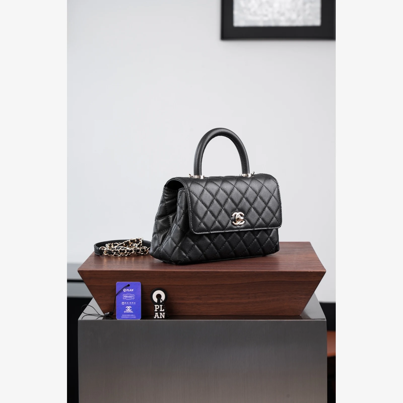 Chanel Flap Bag with Top Handle A92990 · Black Grained Calfskin — image 6