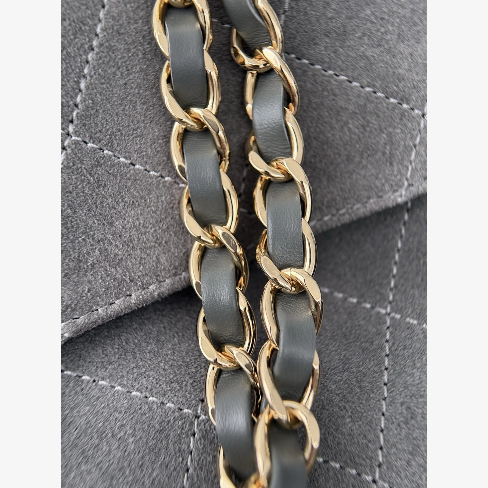 Chanel Maxi Flap Bag AS6627 · Suede Calfskin Dark Grey · Suede Calfskin · Gold-Tone Metal