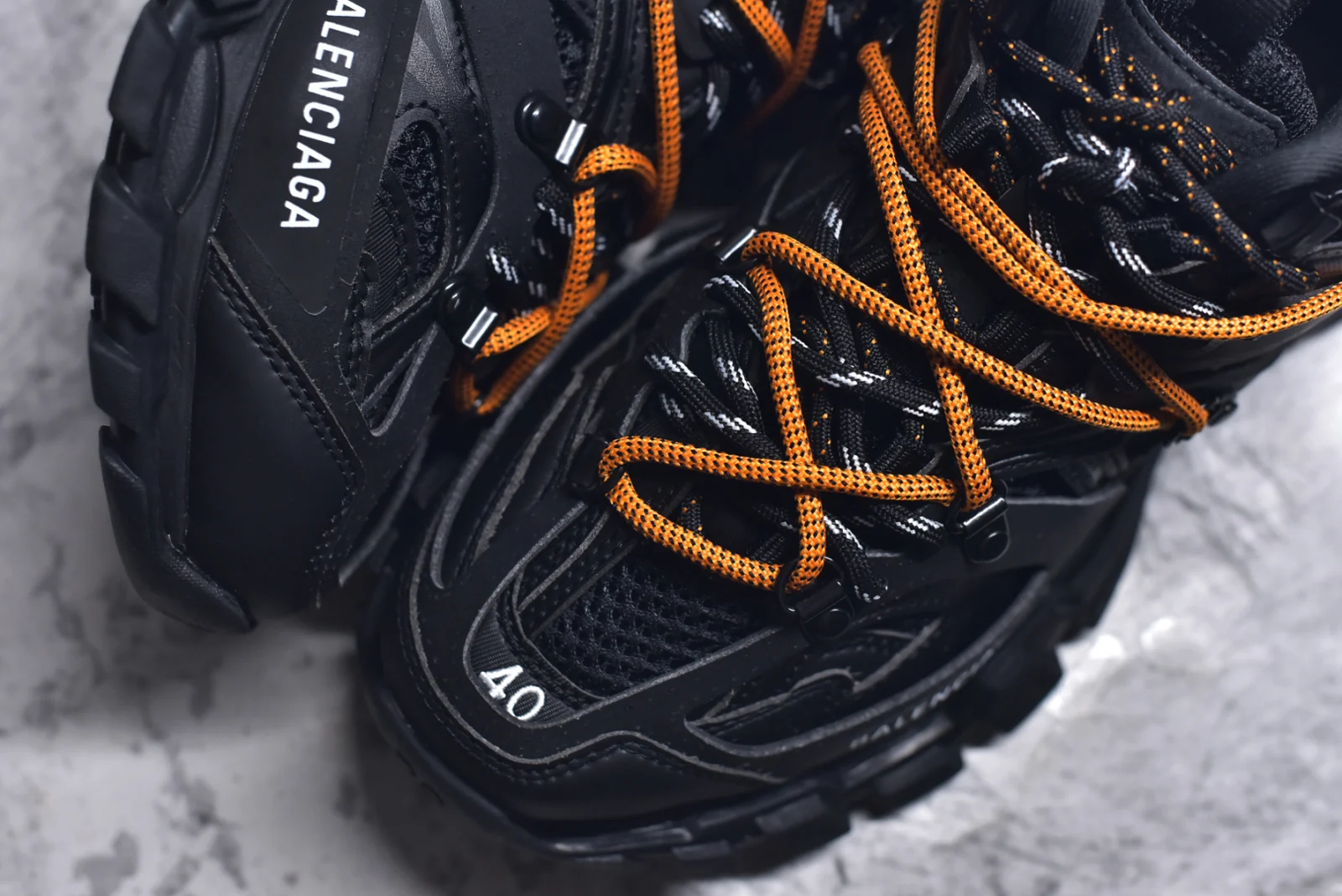 Balenciaga Track Trail Laces Sneaker Black / Orange · 800592WTRHK1000