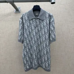 Dior Oblique Polo Shirt, Regular Fit Gray Dior Oblique Jacquard · 683M824A7040_C888