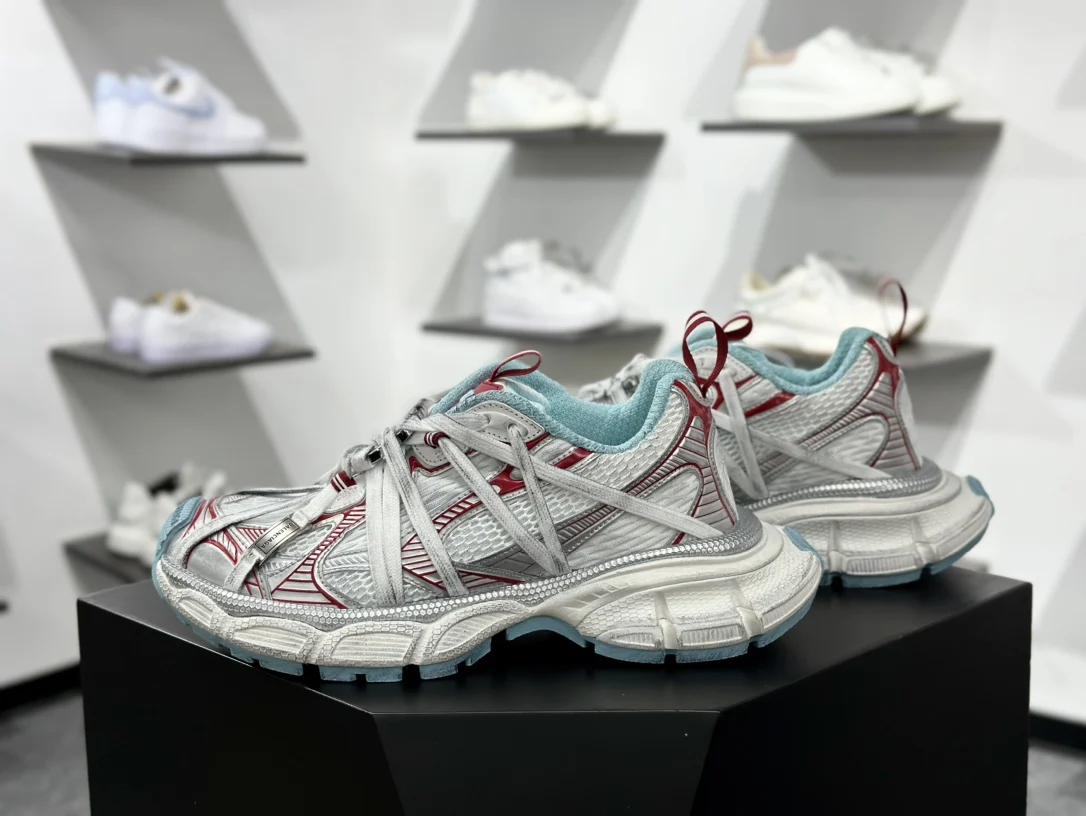 Balenciaga 3XL Extreme Laces B White / Red / Turquoise / Grey · 825601W3XCH1614