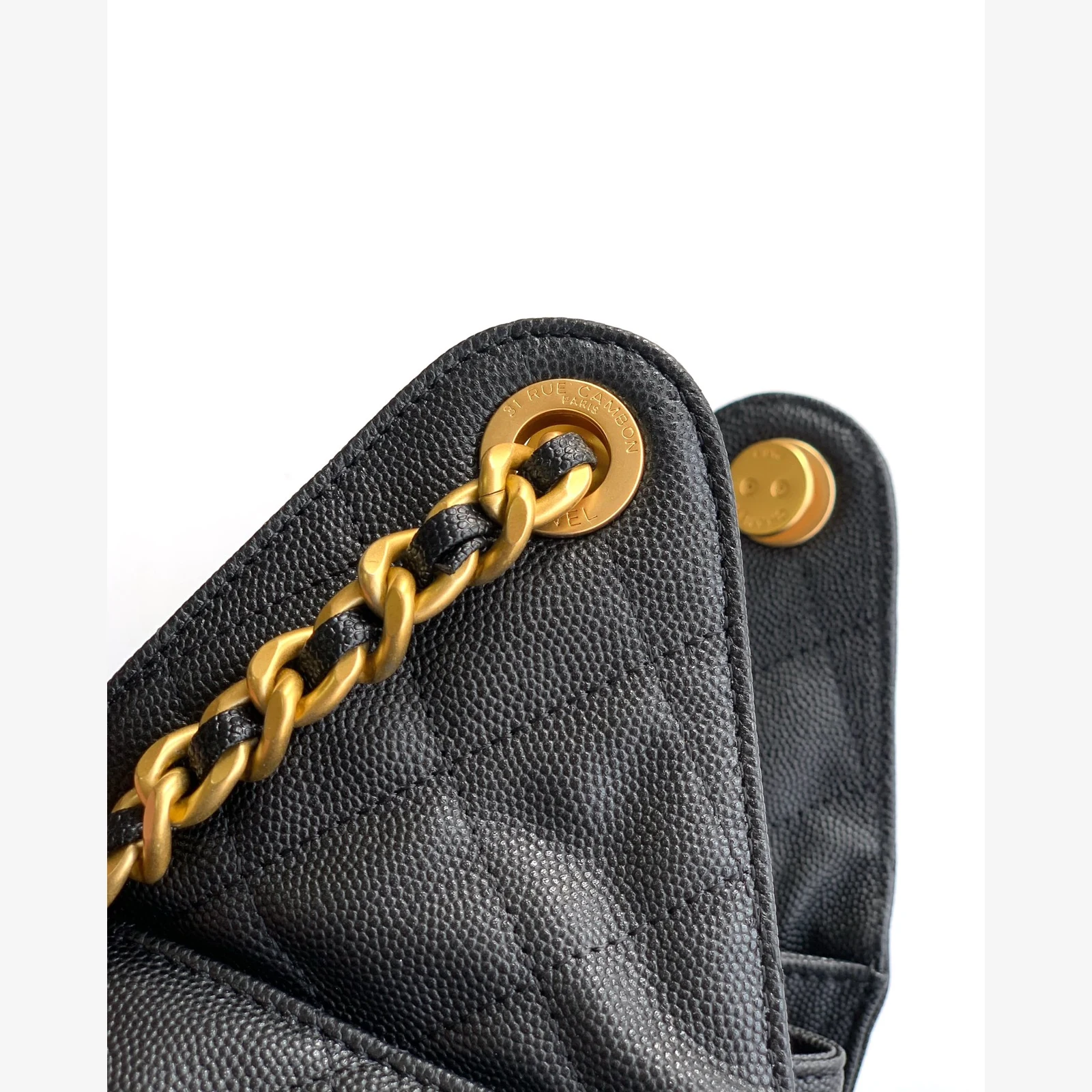 Chanel 25 Small Handbag · Black Grained Calfskin Black · Grained Calfskin · Gold-Tone Metal