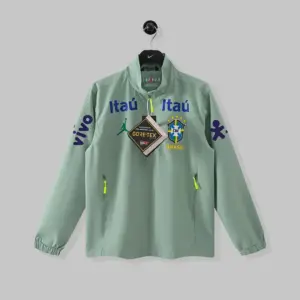 Jordan Brazil Green Stand Collar Windbreaker Jacket