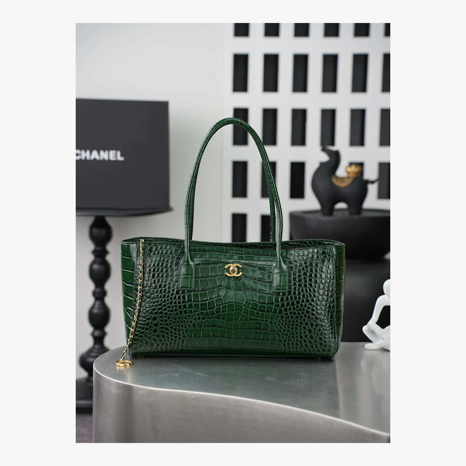 Chanel Small Shopping Bag AS6243 · Crocodile Embossed Green · Crocodile Embossed Calfskin · Gold-Tone Metal