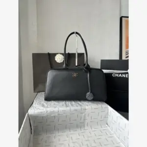 Chanel Large Bowling Bag AS6211 · Black Calfskin Black · Calfskin · Gold-Tone Metal