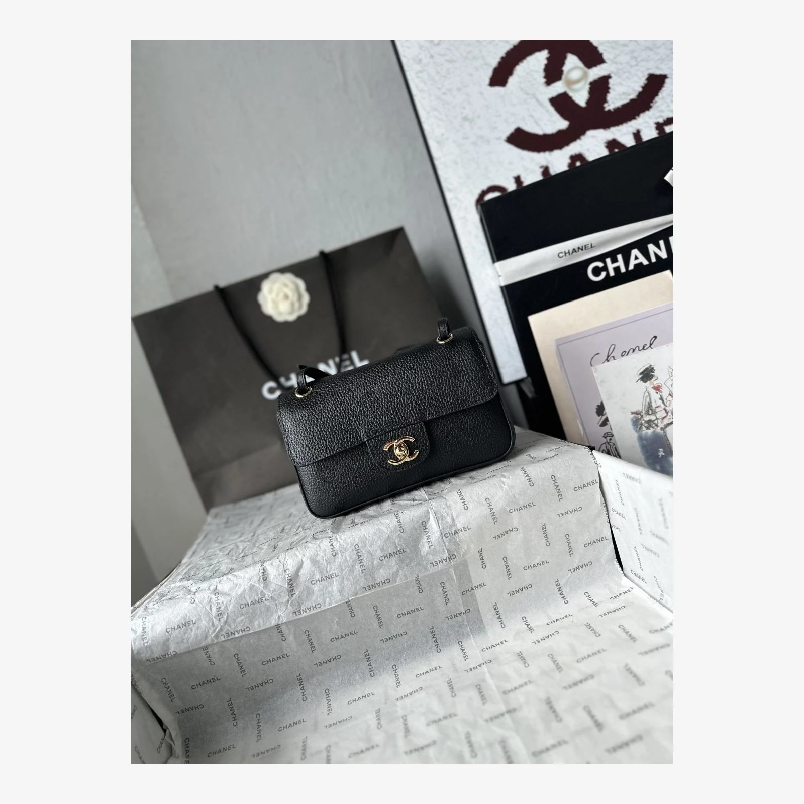 Chanel Mini Flap Bag AS6573 · Black Grained Calfskin — image 2