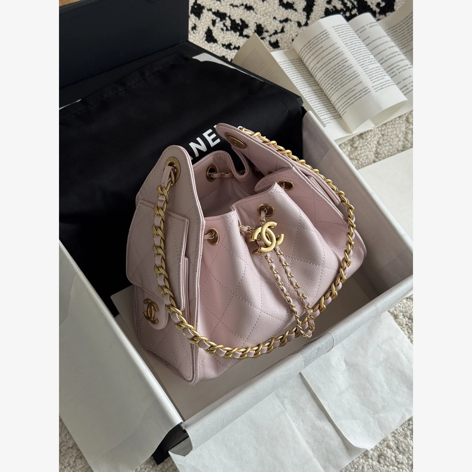 Chanel 25 Mini Handbag AS5631 · Grained Calfskin Light Pink · Grained Calfskin · Gold-Tone Metal