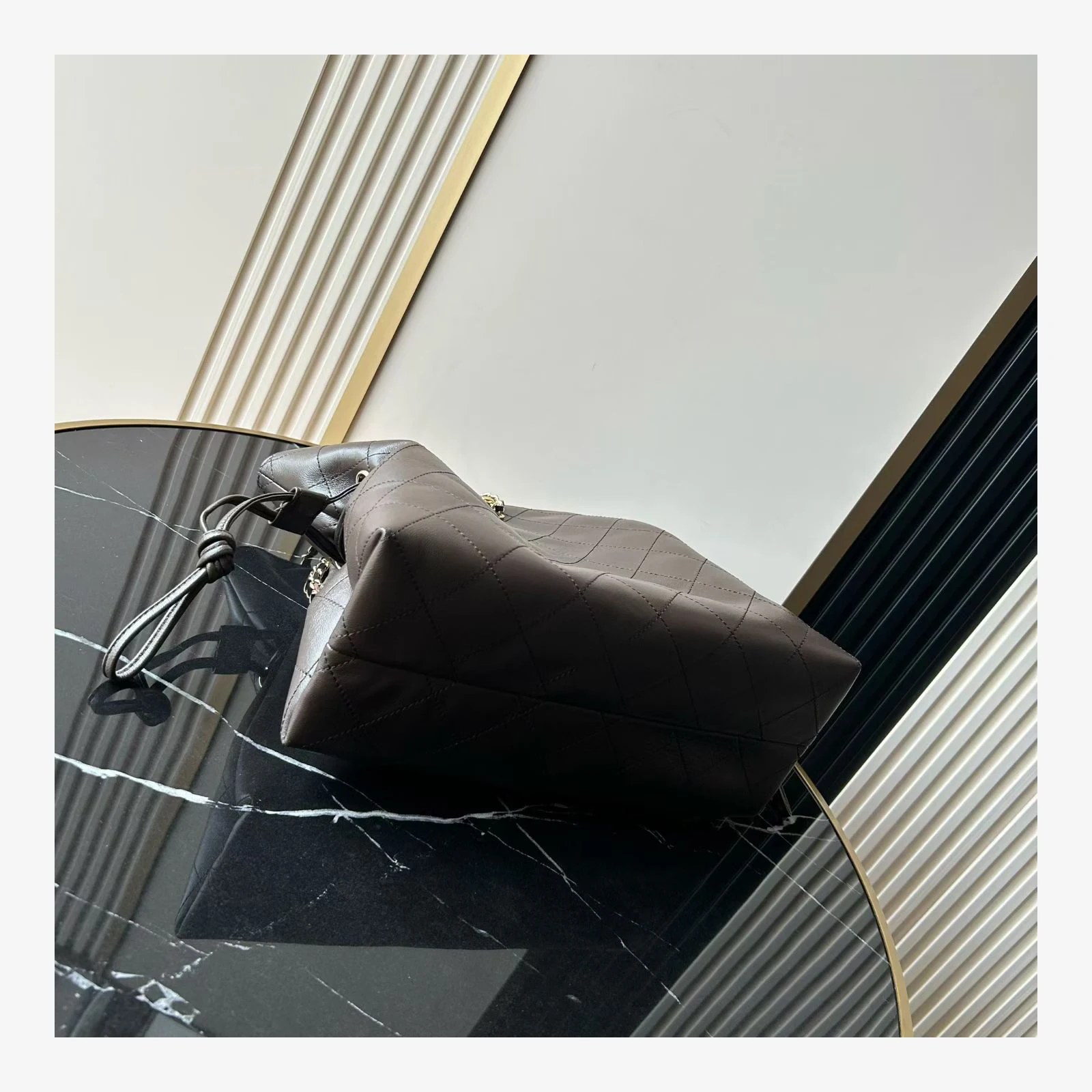 Chanel Small Shopping Bag AS6495 · Lambskin Dark Brown · Lambskin · Gold-Tone Metal