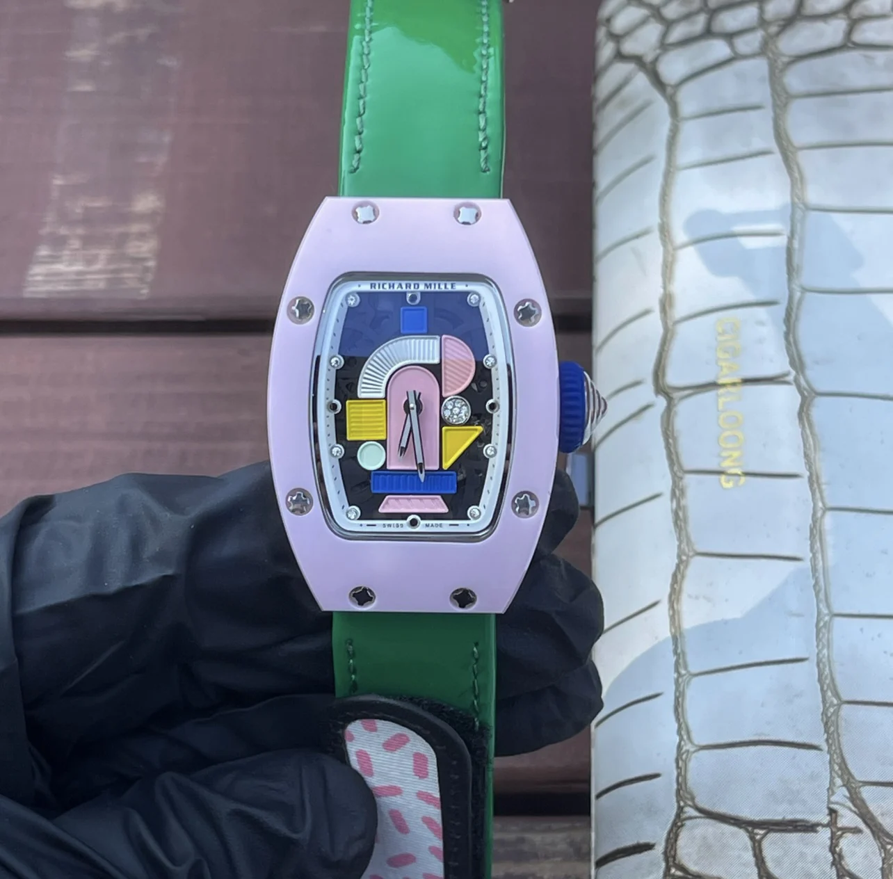 Richard Mille RM 07-01 — Pastel Lavender case / Green strap — image 1