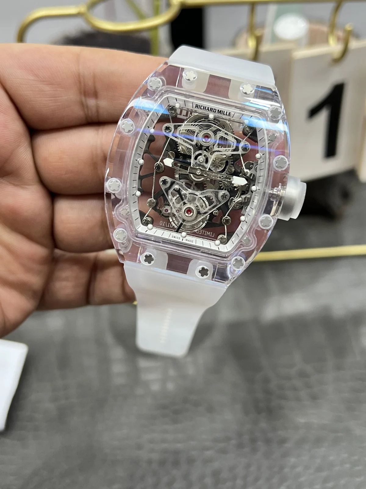 Richard Mille RM 56-02 — Clear case / White strap — image 3