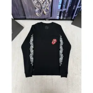 Chrome Hearts Rolling Stones Lips Long Sleeve Tee Black / Red