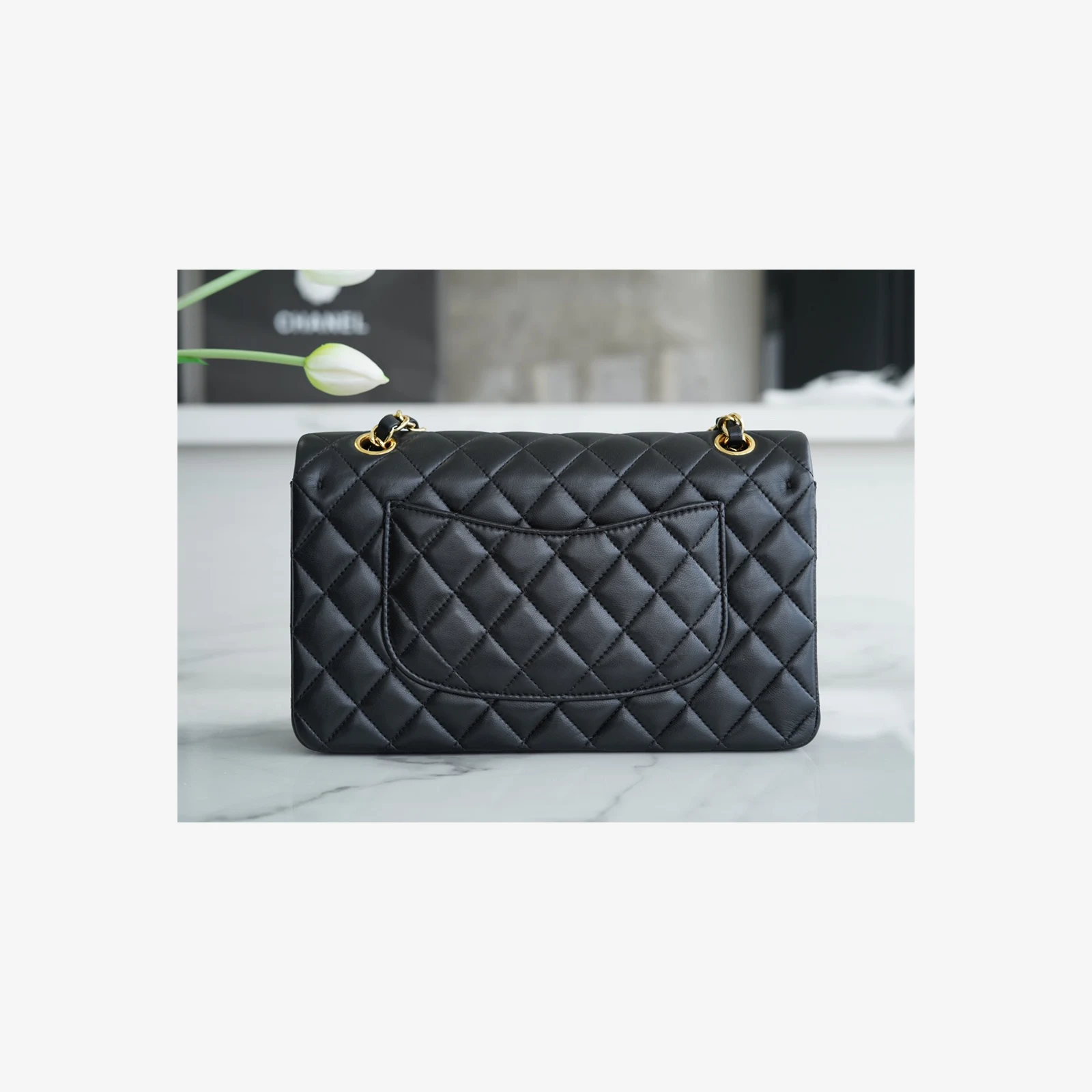 Chanel Classic 11.12 Handbag A01112 · Black Lambskin — image 4
