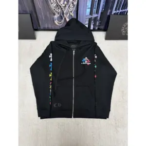 Chrome Hearts Multicolor Cross Zip Up Hoodie Black / Multicolor
