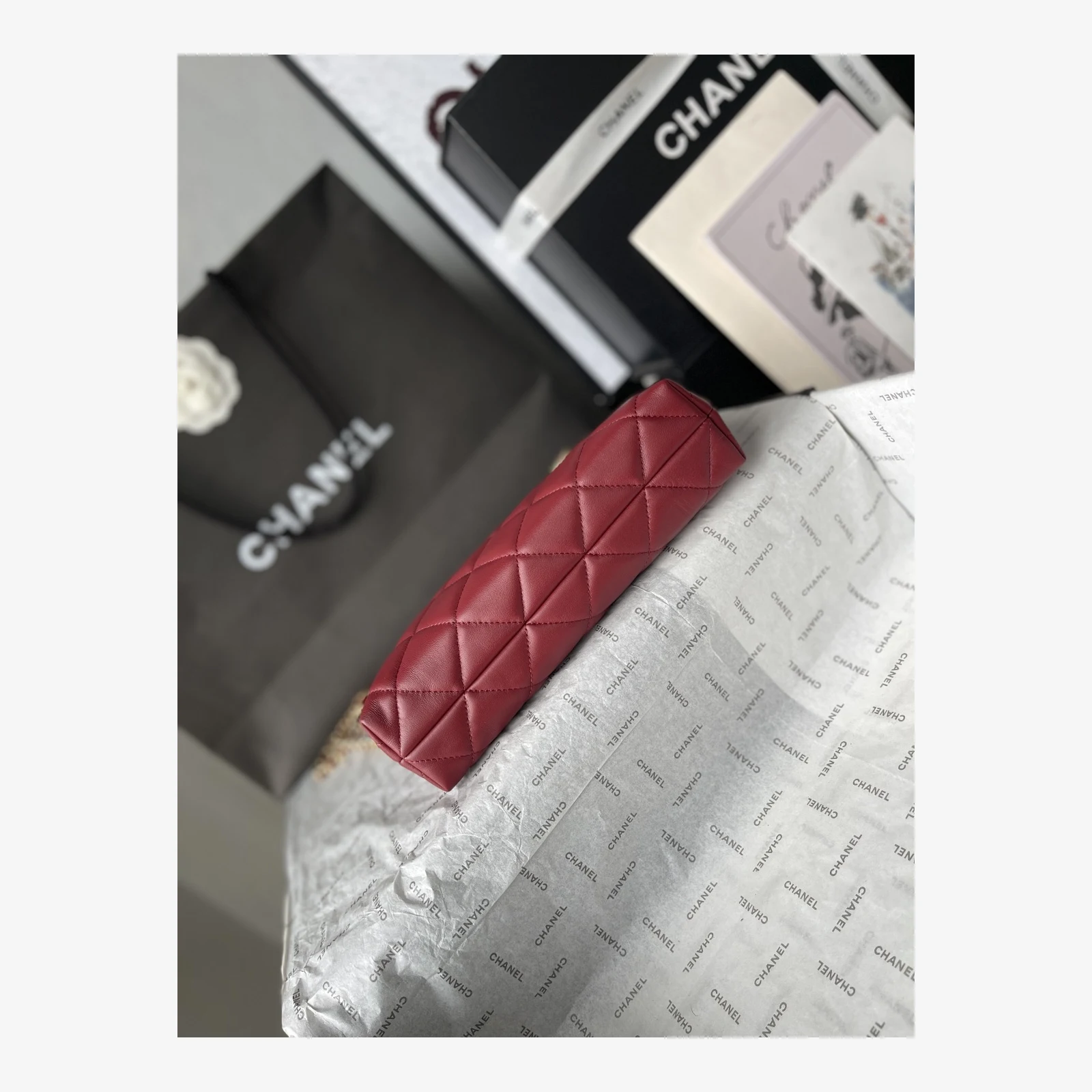 Chanel Mini Shopping Bag AS6248 · Lambskin Dark Burgundy · Lambskin · Gold-Tone Metal