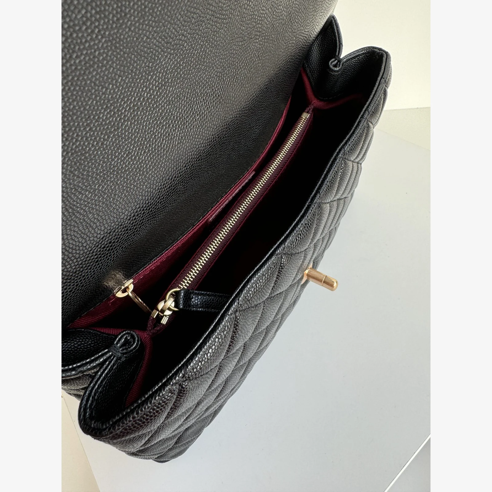 Chanel Large Flap Bag with Top Handle A92991 · Black Grained Calfskin — image 7