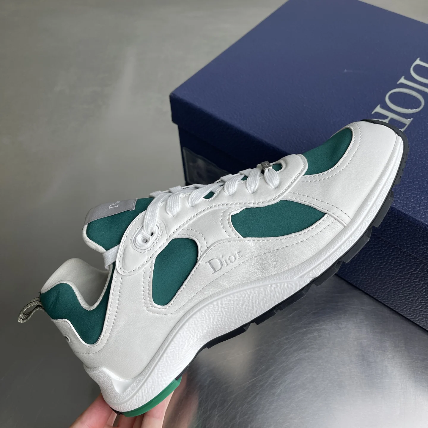 Dior Mile Sneaker White and Cedar Green · 3SN352ACL_H066