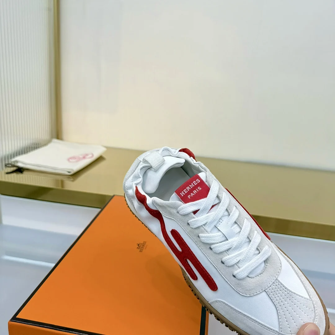 Hermès Deep Sneaker Blanc / Rouge Grenadine